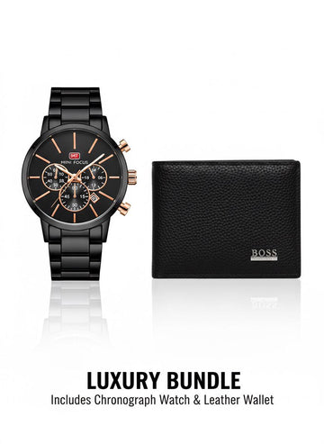 mini focus full black & black boss wallet bundle